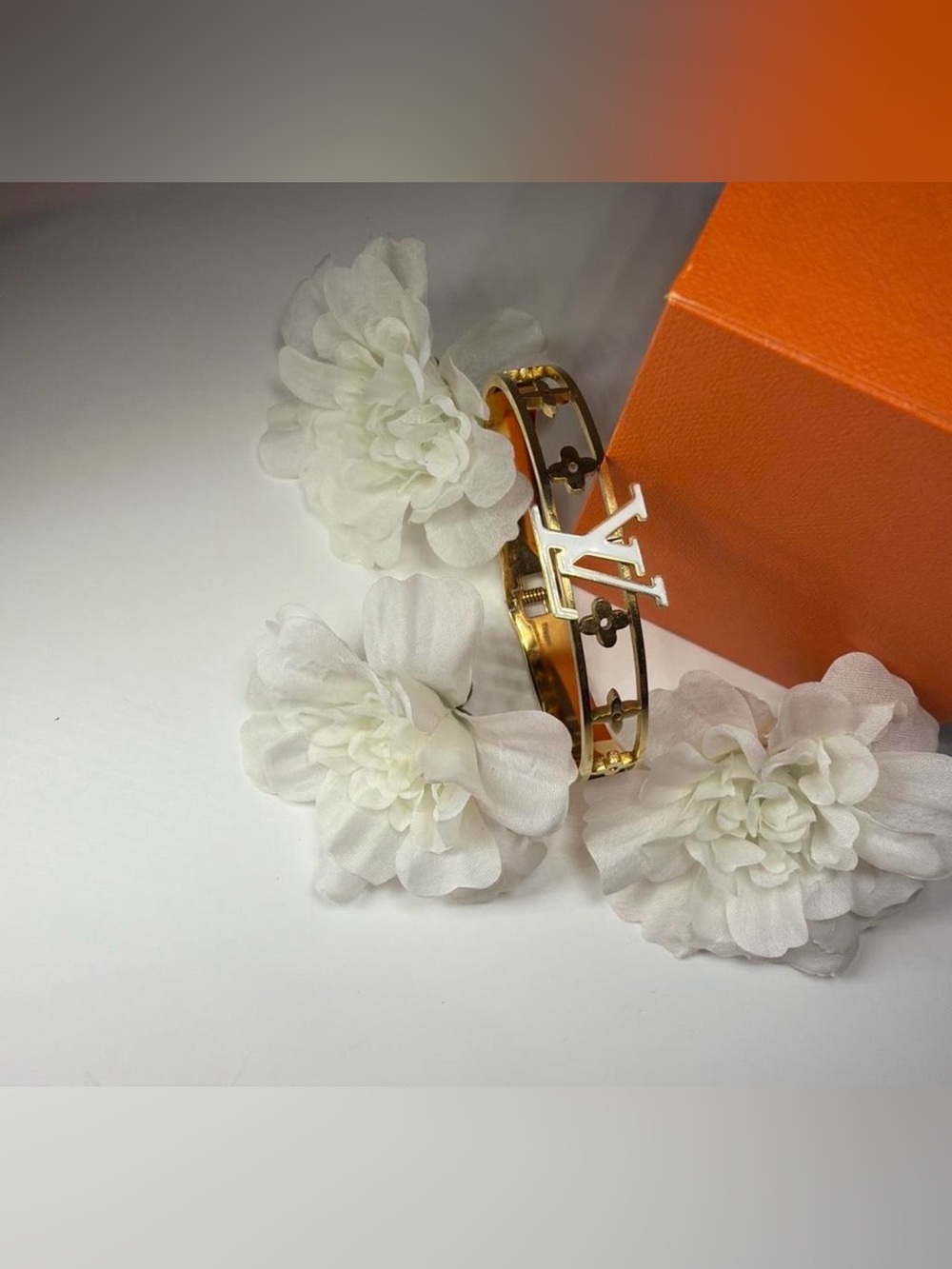 Gold Tone Logo Bangle Bracelet